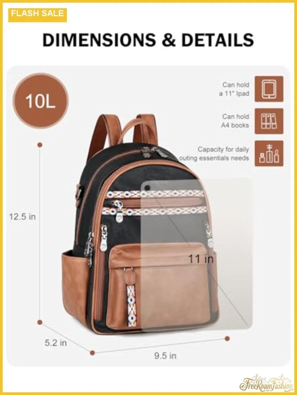 Small Backpack Purse for Women Multi-Pocket with IPad Pocket Faux Leather